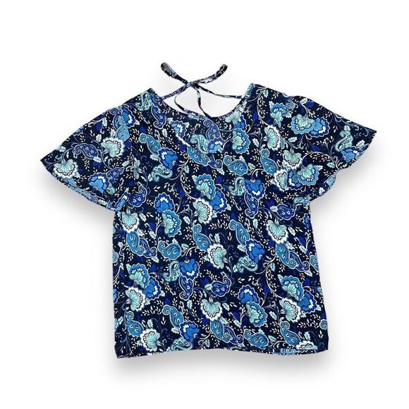 LOFT Paisley Print Tie Top Sz S - Picture 6 of 12